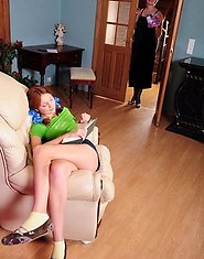 Sultry mature chick pushes down a girl?s panties hungry for a fresh pussy